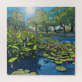 Helle, farbenfrohe Pop-Art-Illustration eines Koi- Puzzle