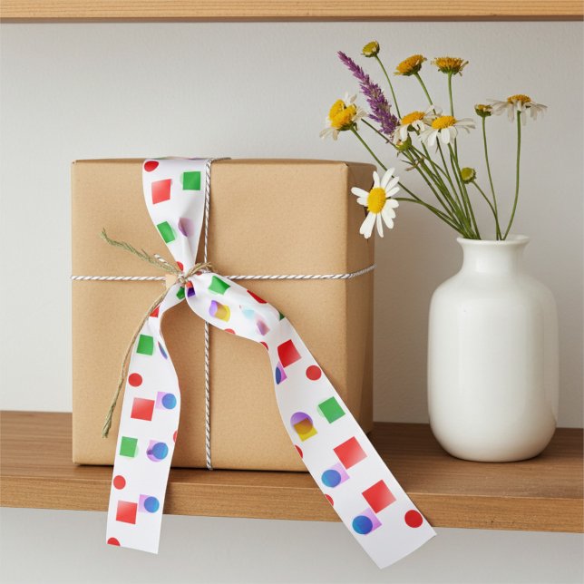 Helle, farbenfrohe Quadrate und Kreise Satinband (Von Creator hochgeladen)