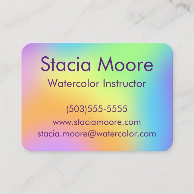 Helle, farbenfrohe Rainbow Gradient Business Card Visitenkarte (Vorderseite)