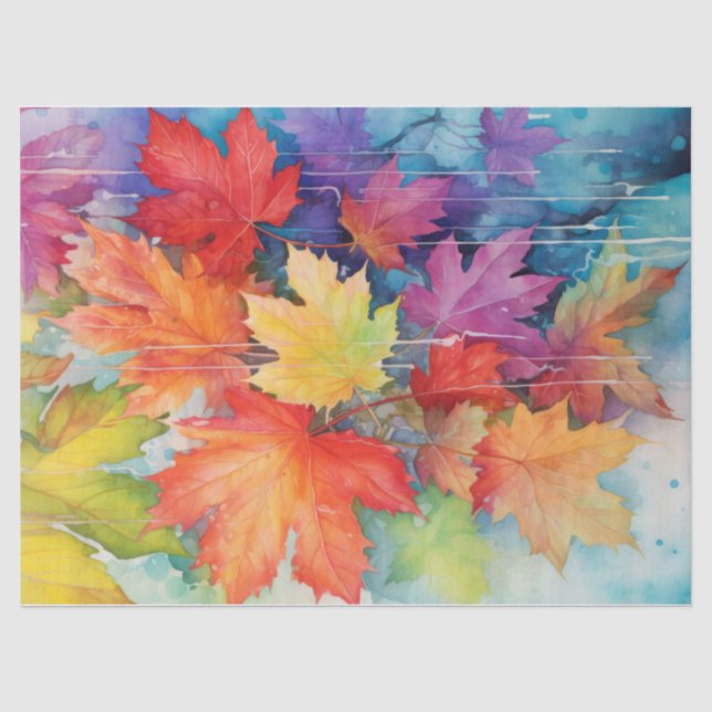 Helle, farbenfrohe Regenbogen Herbstleaves Dekoupa Seidenpapier (Vorderseite)