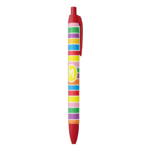 Helle, farbenfrohe Regenbogen-Monogramm-Streifen Kugelschreiber