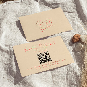 Helle, farbenfrohe Retro Whimsical QR Code Hochzei RSVP Karte