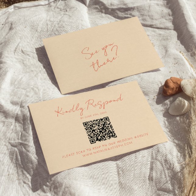 Helle, farbenfrohe Retro Whimsical QR Code Hochzei RSVP Karte (Von Creator hochgeladen)