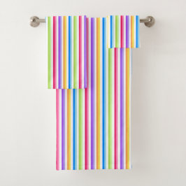 Helle, farbenfrohe Streifen Badhandtuch Set