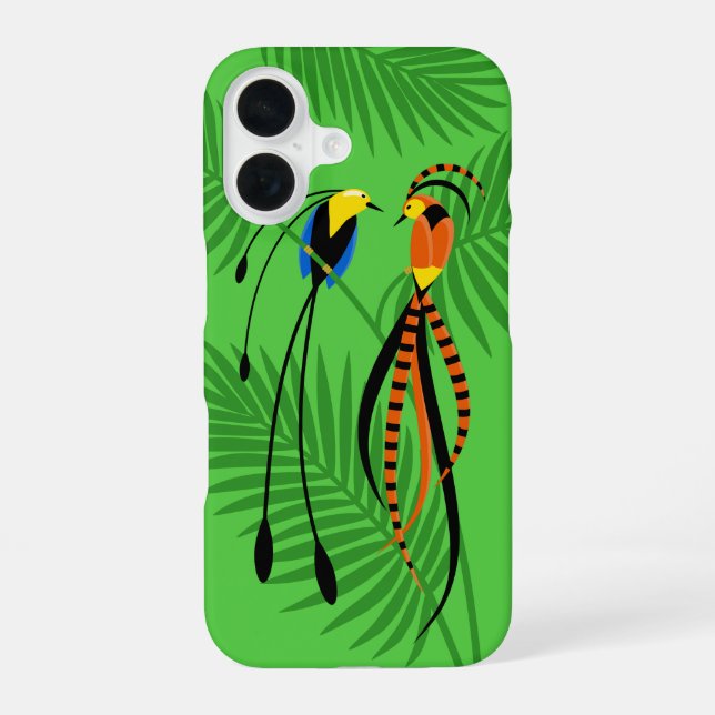 Helle, farbenfrohe Vögel des Paradieses iPhone 16 Hülle (Rückseite)