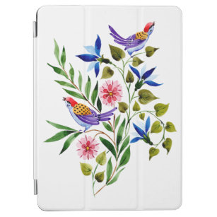 Helle, farbenfrohe Vögel und Blume Wasserfarbe iPad Air Hülle