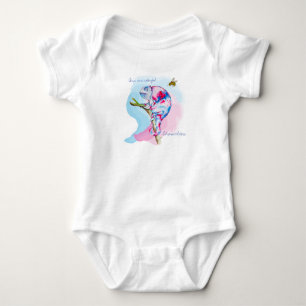 Helle, farbenfrohe Wasserfarbe Chamäleon und Biene Baby Strampler
