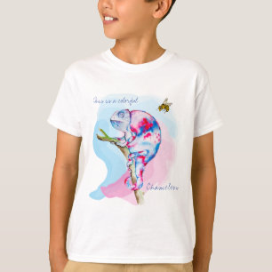 Helle, farbenfrohe Wasserfarbe Chamäleon und Biene T-Shirt