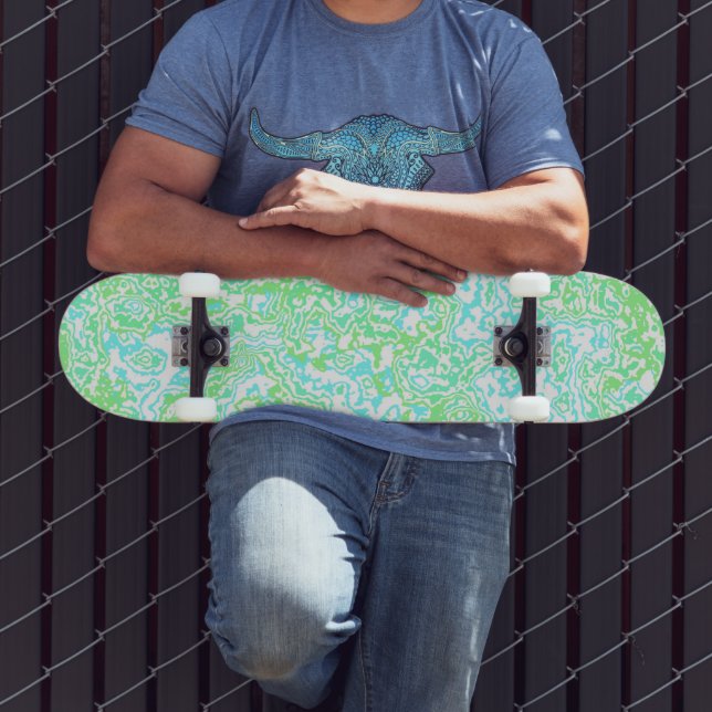 Helle, farbenfrohe, Wirble Abstrakte Boho-Marmor Skateboard (Außenbereich 3)