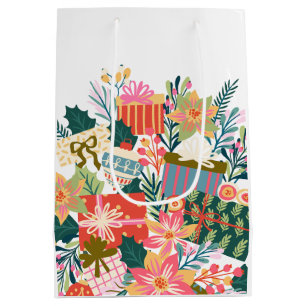 helle, farbenfrohe Wünsche Weihnachtsfeiertag Mittlere Geschenktüte