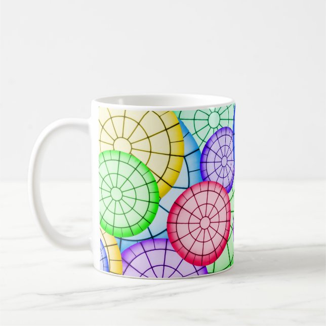 Helle Farbige Abstrakte Kreise Muster Kaffeetasse (Links)