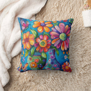 Helle Farbige Blumenmuster Kissen