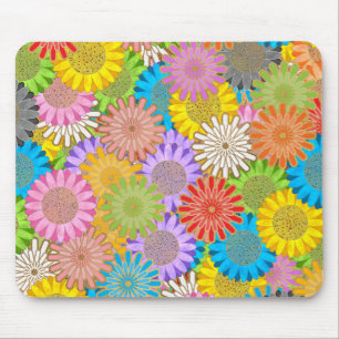 Helle Farbige Busy Chaotische Hippie-Blumenmuster Mousepad