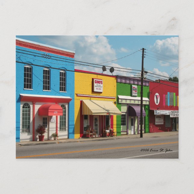 Helle farbige Gebäude Postkarte (Vorderseite)