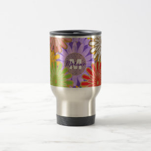 Helle Farbige Hippie-Blumenmuster Personalisiert Reisebecher