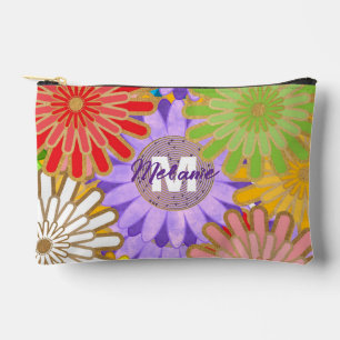 Helle Farbige Hippie-Blumenmuster Personalisiert Zubehörtasche