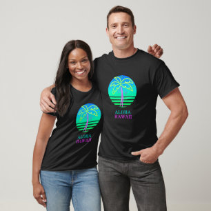 Helle Farbige Künstlerische Blaue Hawaiianische T-Shirt