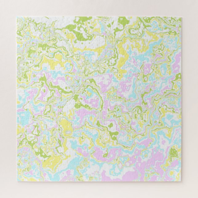 Helle, farbige Pastel Trippy Retro Boho Marmor Puzzle (Vertikal)