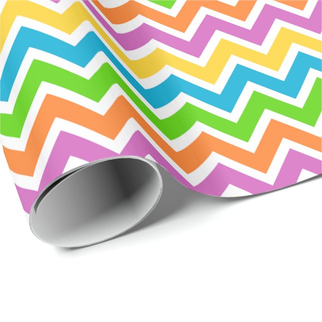 Helle Farbige Regenbogen-Chevron-Muster Geschenkpapier (Rolleneckpunkt)