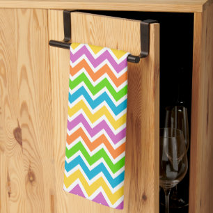 Helle Farbige Regenbogen-Chevron-Muster Geschirrtuch