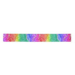 Helle Farbige Regenbogen Glitter Gold Achat Satinband