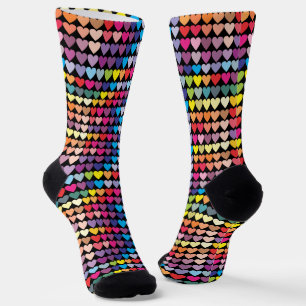 Helle Farbige Regenbogen-Herzen-Muster Socken