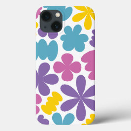 'Helle Farbige Retro Blumen' iPhone 13 Hülle