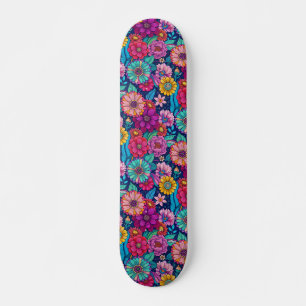 Helle Farbige Retro Blumen Mädchen Trendig Skateboard