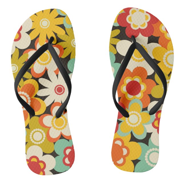 Helle Farbige Retro Süße Blumenmuster Flip Flops (Fußbett)