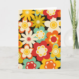 Helle Farbige Retro Süße Blumenmuster Karte