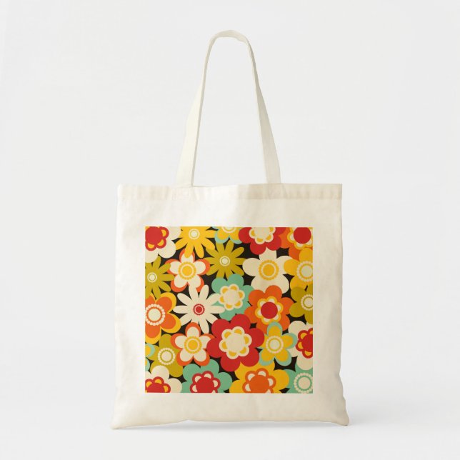 Helle Farbige Retro Süße Blumenmuster Tragetasche (Vorne)