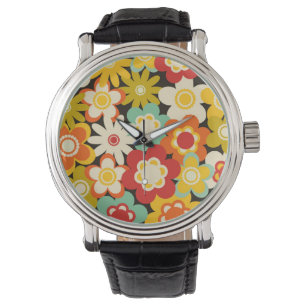 Helle Farbige Retro Süße Blumige Muster Armbanduhr