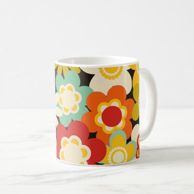 Helle Farbige Retro Süße Blumige Muster Kaffeetasse (VorderseiteRechts)