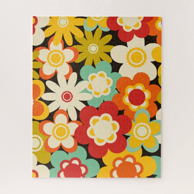 Helle Farbige Retro Süße Blumige Muster Puzzle (Vertikal)