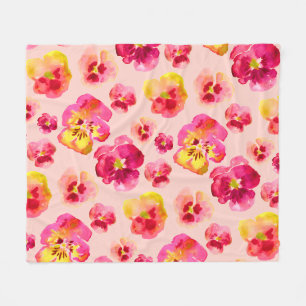 Helle Farbige Rosa Stiefmütterchen Fleecedecke