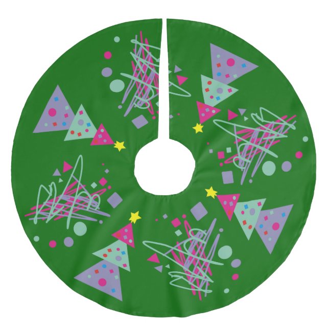 Helle Farbneonlichtaktion frohe Weihnachten Polyester Weihnachtsbaumdecke (Vorderseite)