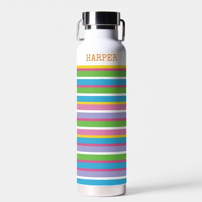 Helle Farbstreifen NAME Moderner Sommerspass Anges Trinkflasche (Vorne)