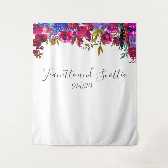 Helle, feine Farben Blumenrosa Lila Hintergrund Wandteppich (Vorderseite)