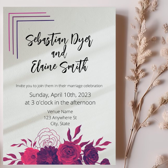 Helle, feine rosa und Lila Sonnenlichtblende Hochz Einladung (Von Creator hochgeladen)