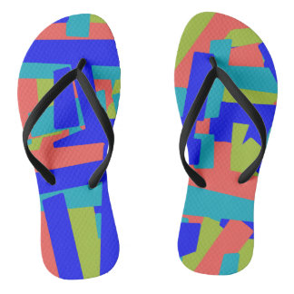 Helle, fette blaue grüne Korallen-Abstrakte Patche Flip Flops