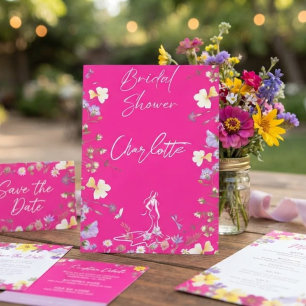 Helle, fette Blume-Schrift Bridal Einladung