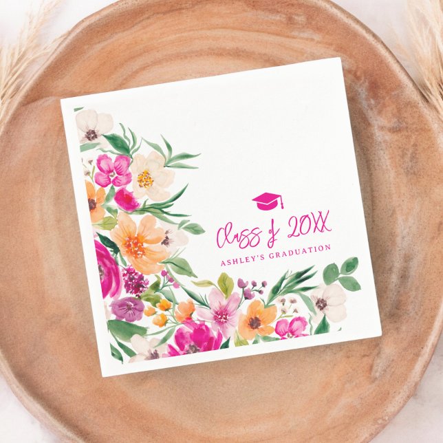 Helle, fette Wildblumen Abschluss Serviette (Bright bold wildflowers graduation napkins)