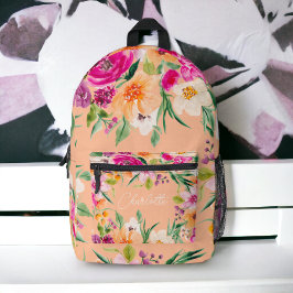 Helle, fette wilde Blume neunrosa Pfirsiche Bedruckter Rucksack