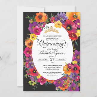Helle Fiesta Blume Aquarell Flora Quinceañera Einladung