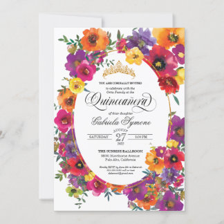 Helle Fiesta Blume Aquarell Flora Quinceañera Einladung