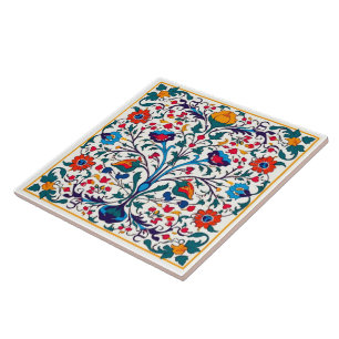 Helle Floral Azulejo Keramik Tile. Fliese