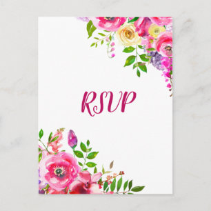Helle floral Bold rosa Frühling Botanische UAWG Einladungspostkarte