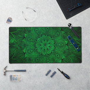 Helle Floral Mandala Zen Boho Cool Vibranly Green Schreibtischunterlage