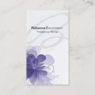 Helle Floral Monogram Violet Business Card Visitenkarte