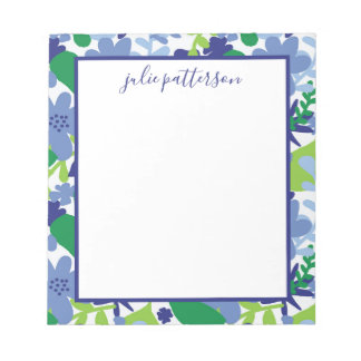 Helle Floral Multi-Green und Blue Notizblock